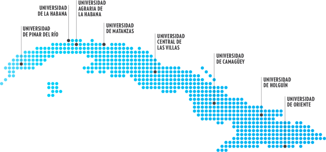 mapa universidades cubanas